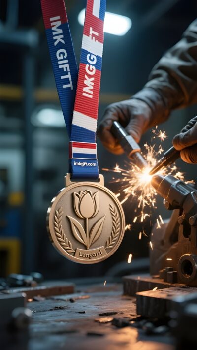 in985-Tulpenmedaille-geweven-met-rode-witte-en-blauwe-zijden-draden